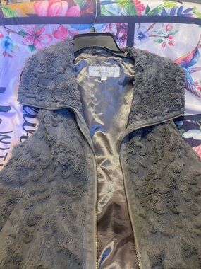 Marc New York Charcoal Faux Fur Zip Vest